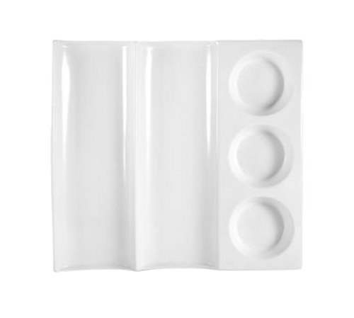 CAC China CTY-23 Super White Porcelain Square CitySquare Contemporary Tray (1 Dozen)