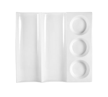CAC China CTY-23 Super White Porcelain Square CitySquare Contemporary Tray (1 Dozen)