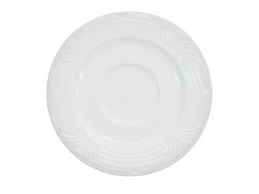 CAC China CRO-36 4" Dia. Super White Porcelain Round Corona Saucer (3 Dozen Per Case)