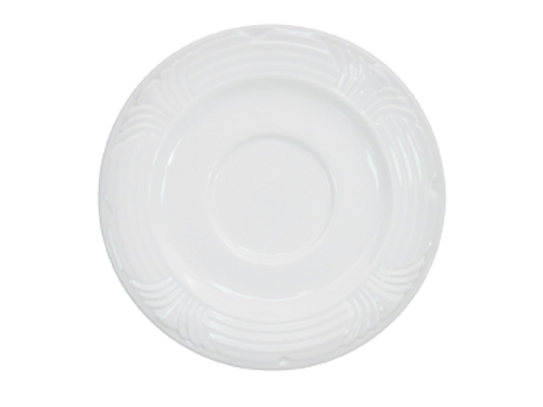 CAC China CRO-36 4" Dia. Super White Porcelain Round Corona Saucer (3 Dozen Per Case)