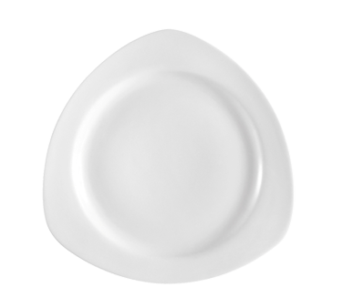 CAC China CPT-20 Super White Porcelain Triangular Camptown Plate (1 Dozen)