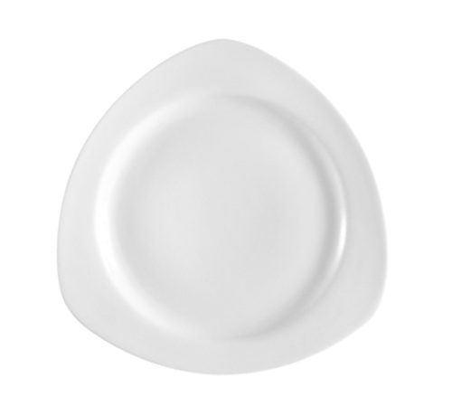 CAC China CPT-20 Super White Porcelain Triangular Camptown Plate (1 Dozen)