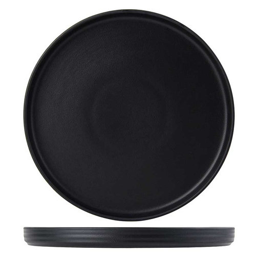 Tuxton VBAS106 10-3/4" Porcelain Matte Black Round Plate (1 Dozen) (1 Dozen)