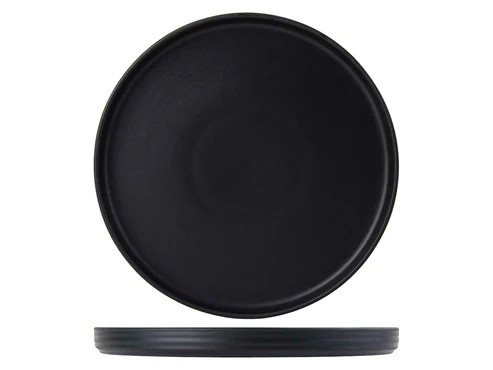 Tuxton VBAS106 10-3/4" Porcelain Matte Black Round Plate (1 Dozen) (1 Dozen)