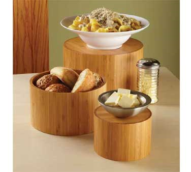 American Metalcraft RBRS3 6" Dia. x 4" H Round Bamboo Display Riser Set