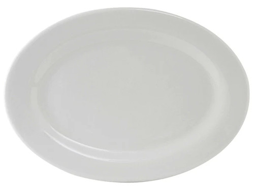 Tuxton ALH-200 Porcelain Porcelain White Oval / Oblong Platter (4 Each Per Case)