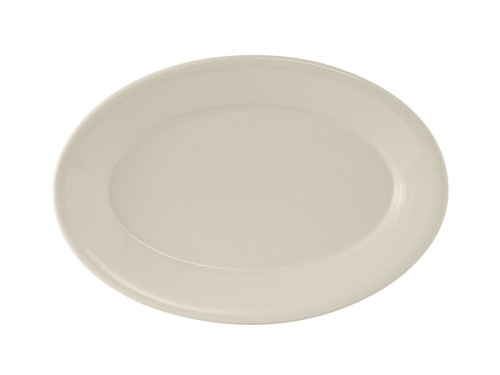 Tuxton TRE-914 Ceramic American White/Eggshell Oval Platter (1 Dozen)