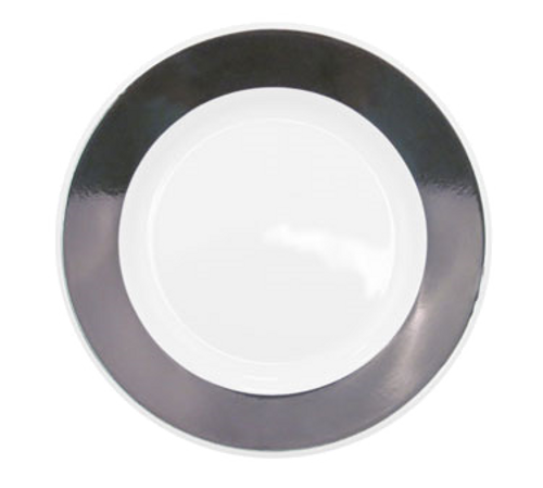 CAC China R-21-BLK 12" Dia. Black Ceramic Round Rainbow Plate (1 Dozen)