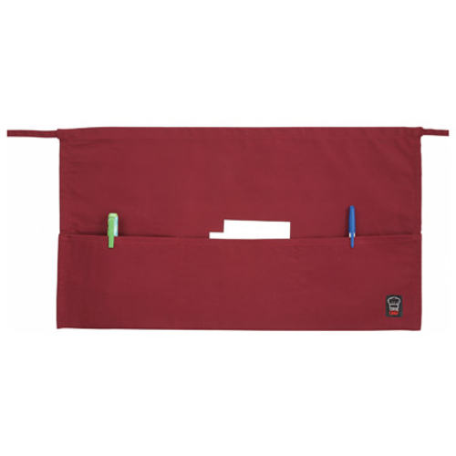 Winco WA-1221R Burgundy Waist Apron - 21-3/4"L x 12-1/2"W