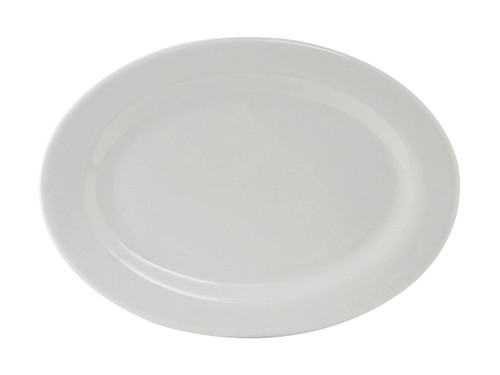Tuxton ALH-136 Porcelain Porcelain White Oval / Oblong Platter (1 Dozen)