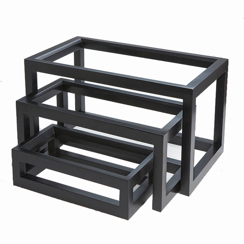 American Metalcraft AWR10 20.38" L x 11.25" W x 9.38" H Black Wood Riser Set