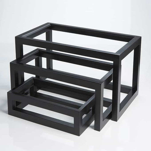 American Metalcraft AWR10 20.38" L x 11.25" W x 9.38" H Black Wood Riser Set