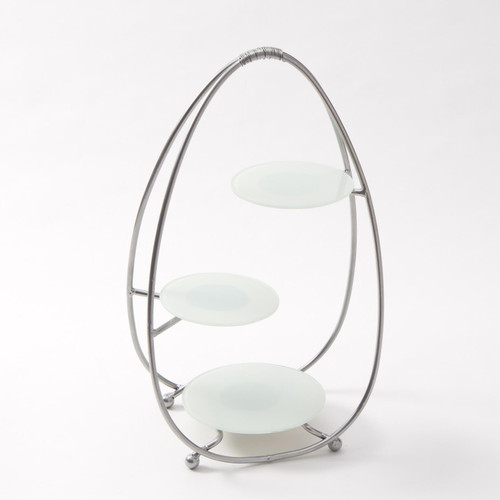American Metalcraft SRS3 12" L x 7" W x 20.5H Oval White Steel Buffet Stand