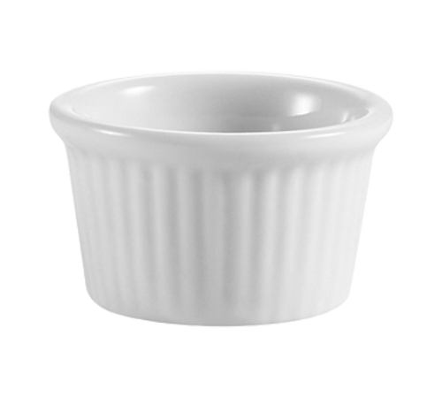 CAC China RKF-105 0.5 Oz. Super White Porcelain Round Fluted Ceramic RKF Ramekin (6 Dozen Per Case)