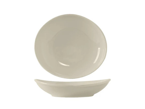 Tuxton BEB-105J 10 Oz. Ceramic American White/Eggshell Oval Bowl (1 Dozen)