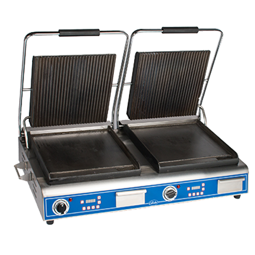 Globe GPGSDUE14D-E Electric Countertop Sandwich/Panini Grill - 208-240 Volts