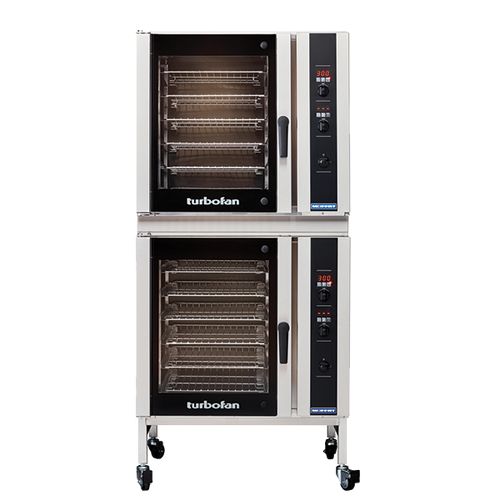 Moffat E35D6-26 Doublestack casters Turbofan Stacked Electric Convection Oven (2 each E35D6-26 + 1 each DSKE35-26C)