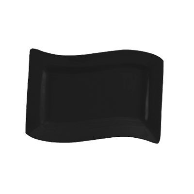 CAC China SOH-13-BLK Black Ceramic Rectangular Soho Platter (1 Dozen)