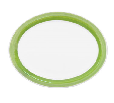 CAC China R-14NR-G Green Ceramic Oval Rainbow Platter (1 Dozen)