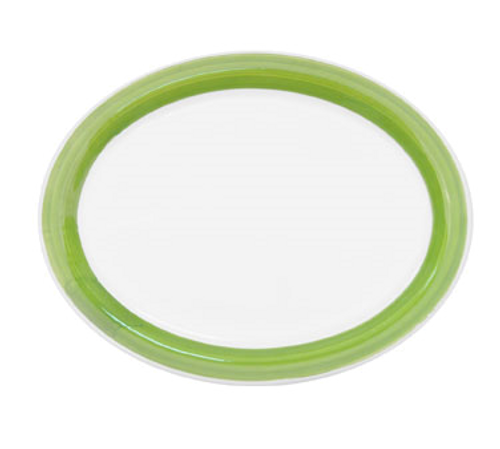 CAC China R-14NR-G Green Ceramic Oval Rainbow Platter (1 Dozen)