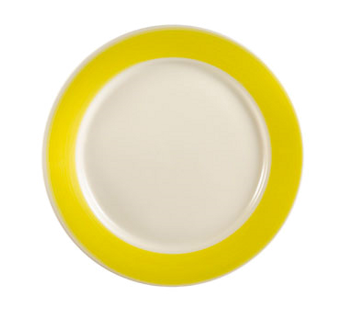 CAC China R-21-Y 12" Dia. Yellow Ceramic Round Rainbow Plate (1 Dozen)
