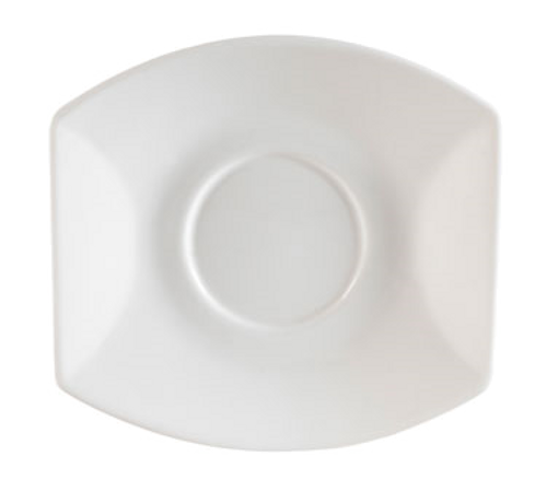 CAC China STU-2 5.75" L Bone White Porcelain Oval Studio Saucer (3 Dozen Per Case)