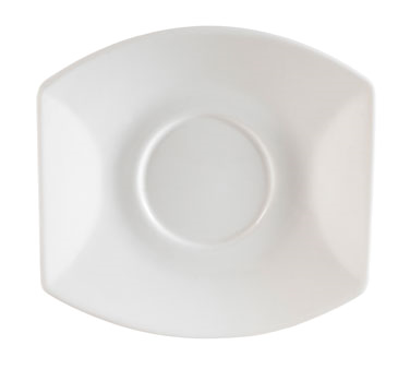 CAC China STU-2 5.75" L Bone White Porcelain Oval Studio Saucer (3 Dozen Per Case)