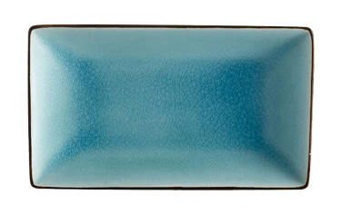 CAC China 666-34-BLU Lake Blue Ceramic Rectangular Japanese Style Platter (2 Dozen Per Case)
