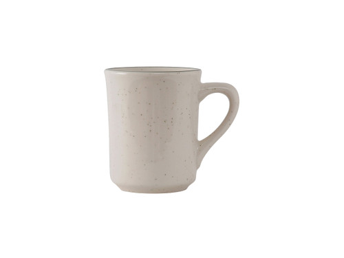 Tuxton TES-017 3" 8 Oz. Ceramic American White/Eggshell With Green Speckle Tiara Mug (3 Dozen Per Case)