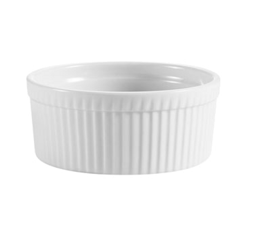 CAC China RKF-8 8 Oz. Super White Porcelain Round Fluted Ceramic RKF Ramekin (3 Dozen Per Case)