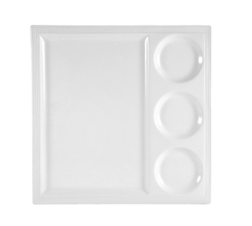 CAC China CTY-21 Super White Porcelain Square CitySquare Contemporary Tray (1 Dozen)