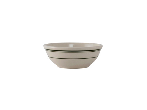 Tuxton TGB-024 5-1/4" 10 Oz. Ceramic American White/Eggshell With Green Band Round Nappie (3 Dozen Per Case)