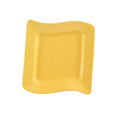 CAC China SOH-16-Y Yellow Ceramic Square Soho Plate (1 Dozen)