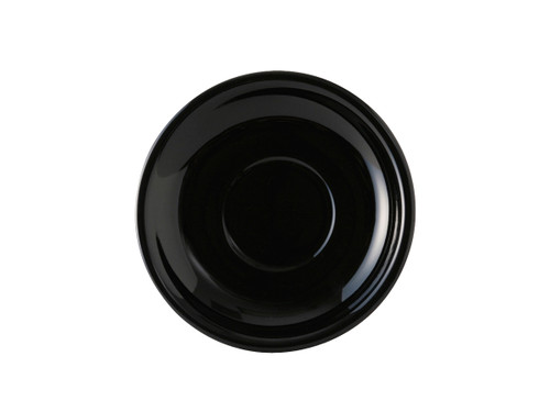 Tuxton BBE-066 6-3/4" Ceramic Black Round Cappuccino Saucer (2 Dozen Per Case)