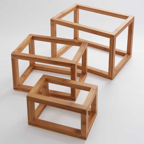American Metalcraft BAMRSet 7.5" L x 4.25" W x 4.75" H Bamboo Frame Riser