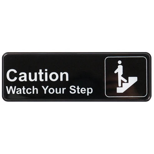 Winco SGN-326 9"W x 3"H Black Information Sign