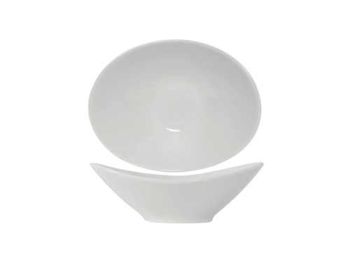 Tuxton GLP-401 8 Oz. Ceramic Porcelain White Oval Mini Capistrano Bowl (1 Dozen)