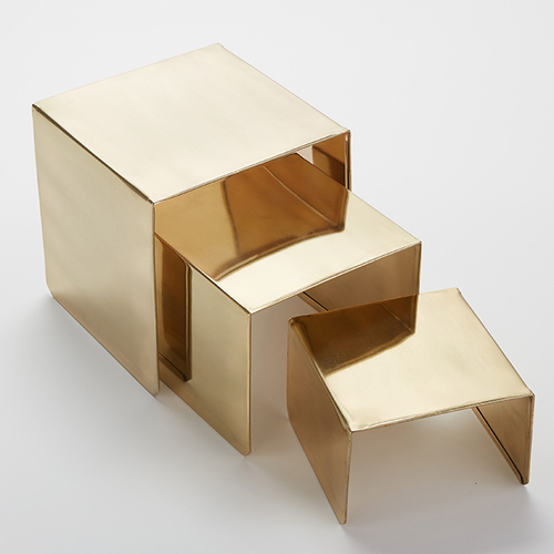 American Metalcraft RSG3 8" Sq. x 8" H Square Gold Stainless Steel Riser Set