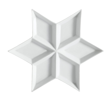 CAC China CMP-6 Super White Porcelain Star Shape CMP Compartment Tray (1 Dozen)
