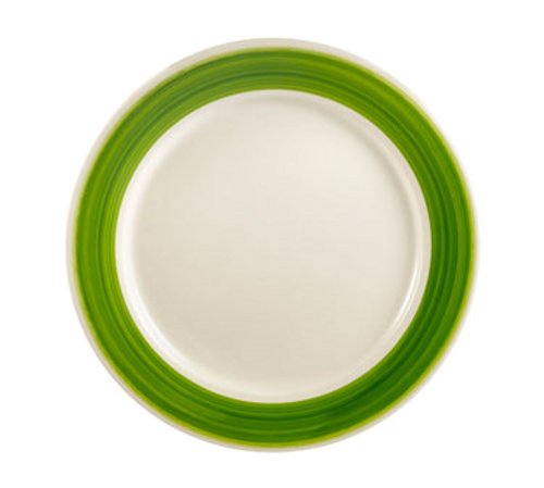 CAC China R-5-G 5.5" Dia. Green Ceramic Round Rainbow Plate (3 Dozen Per Case)
