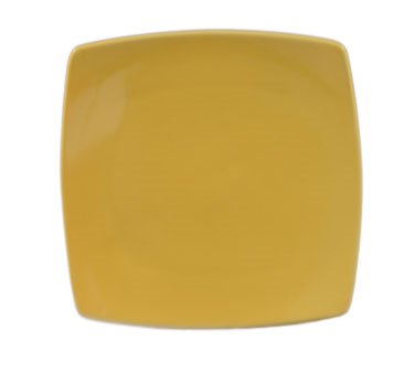 CAC China R-FS21-Y Yellow Ceramic Square Clinton Plate (1 Dozen)