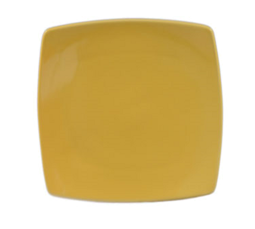 CAC China R-FS21-Y Yellow Ceramic Square Clinton Plate (1 Dozen)