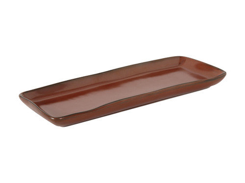 Tuxton GAR-551 Ceramic Red Rock Rectangular Tray (1 Dozen)