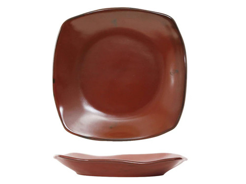 Tuxton GAR-503 21 Oz. Ceramic Red Rock Square Pasta Plate (1 Dozen)