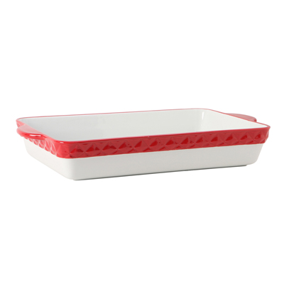 Tuxton EAQ-201 6-1/4 qt Porcelain Porcelain White Rectangular Casserole Dish (2 Each Per Case)