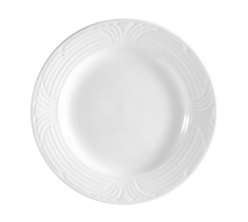 CAC China CRO-16 10.5" Dia. Super White Porcelain Round Corona Plate (1 Dozen)