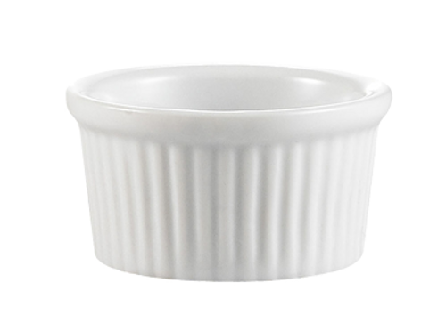 CAC China RKF-1 1 Oz. Super White Round Fluted Ceramic RKF Ramekin (6 Dozen Per Case)