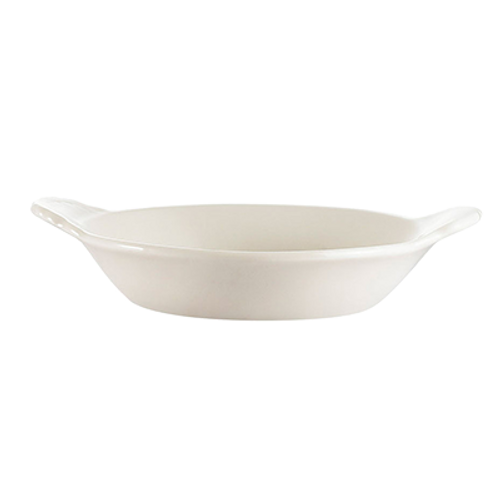 CAC China COA-6-W 4 Oz. American White Ceramic Oval Welsh Rarebit Baking Dish (4 Dozen Per Case)