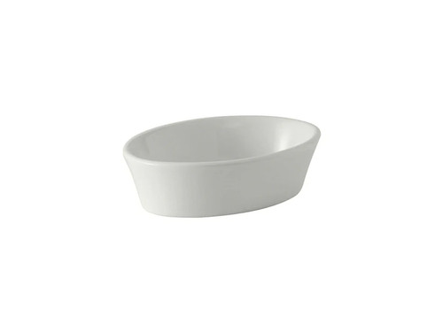 Tuxton BWK-060 7 Oz. Ceramic White Oval Baking Dish (1 Dozen)