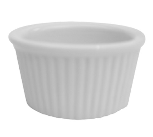 CAC China RKF-234 2.75 Oz. Super White Porcelain Round Fluted Ceramic RKF Ramekin (4 Dozen Per Case)